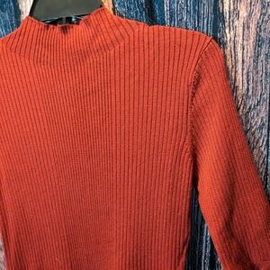 Autumn Red Mock Turtleneck Sweater